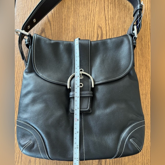 NWT Authentic Black Leather Coach Shoulder Bag with Silver Hardware - Brand New - Picture 4 of 15